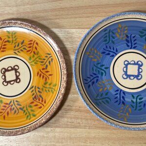 Mismatched K.G LUNEVILLE France Salad Plate - Set of 2, Orange Band, Branches